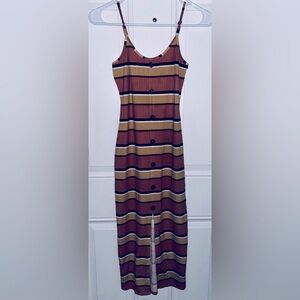 No Boundaries Brown and Tan Striped Midi Dress